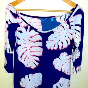 Tori Richard scoop neck midi dress with side slits & 3/4 sleeves - Size M